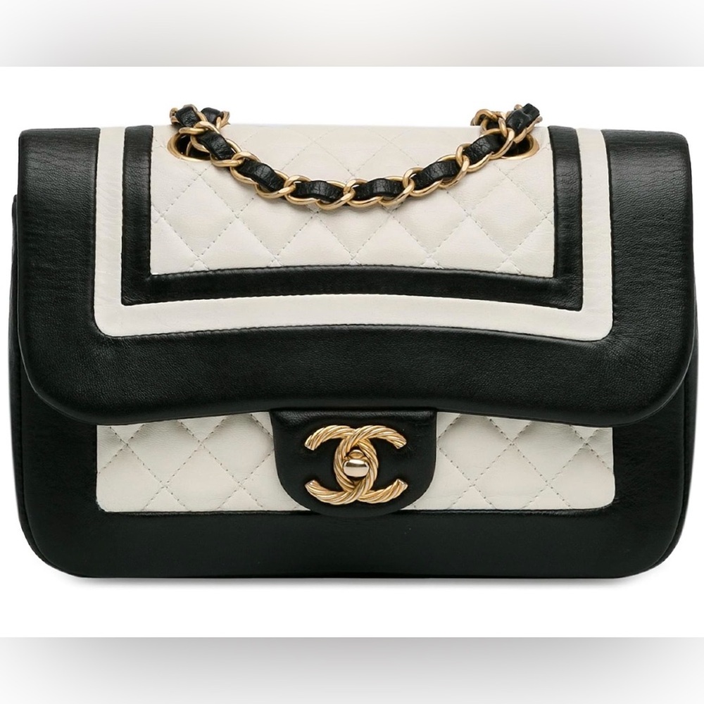Chanel Black and White Lambskin Cosmopolitan Bag